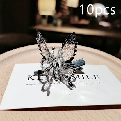 Moving Butterfly Hairpin Headdress - Alloy with White Crystal Electroplating