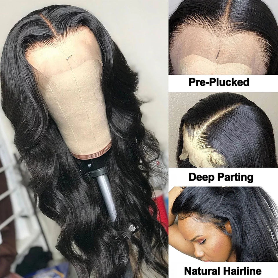 13x4 Body Wave Lace Front Wig - Human Hair with Pre-Plucked Hairline & Bleached Knots
