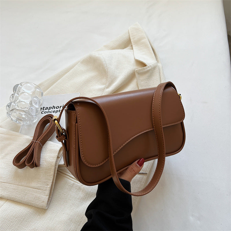 Women's Minimalist Crossbody Bag - Vegan Leather Magnetic Flap Shoulder Purse