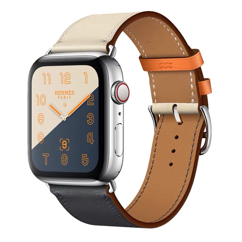 Genuine Leather Apple Watch Band - Premium Cowhide Strap with Stainless Steel Pin Buckle