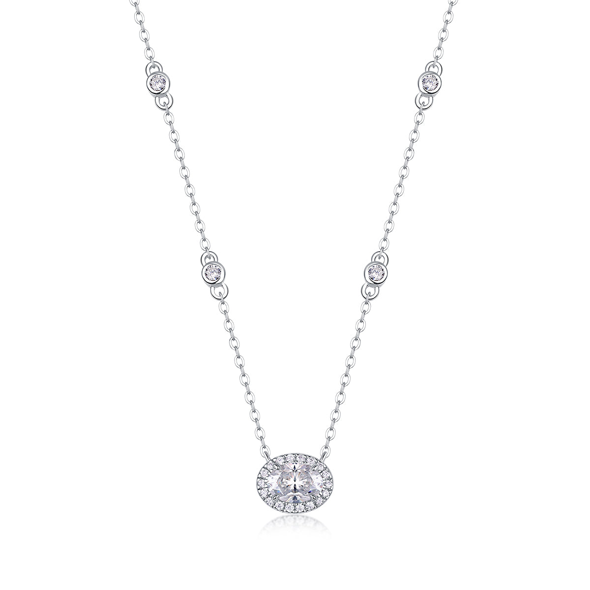Oval Moissanite Pendant Necklace - S925 Silver Platinum Plated Light Luxury Jewelry