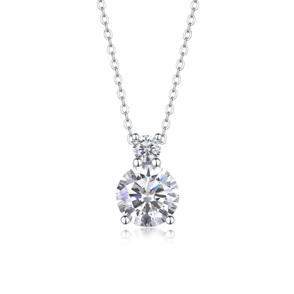 3 Carat Moissanite Pendant Necklace - S925 Silver Platinum Plated Light Luxury Jewelry