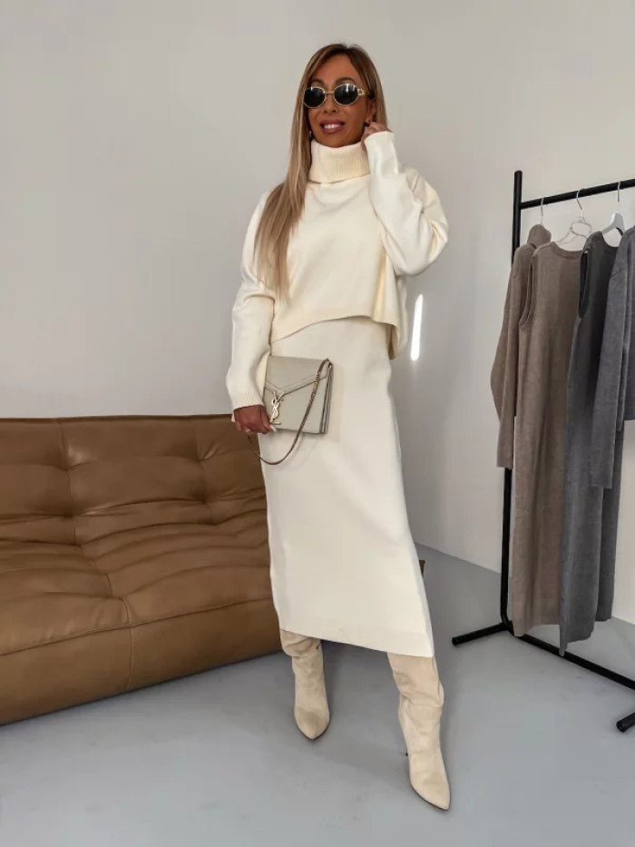 Turtleneck Sweater & Sleeveless Dress Set - 2-Piece Winter Outfit
