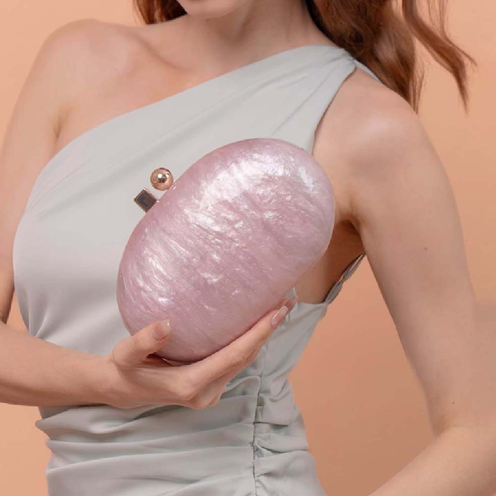 Shell-Shaped Acrylic Crossbody Bag - Sequin Detail Fashion Handbag