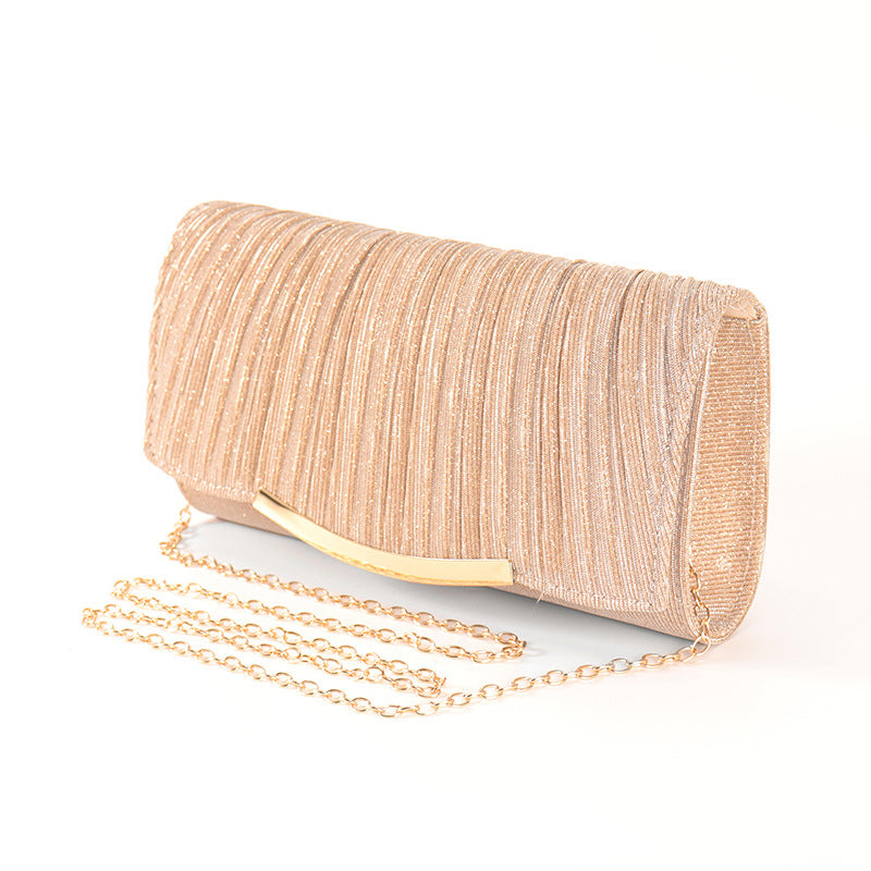 Elegant Chain Crossbody Bag - Solid Color Flap Evening Clutch