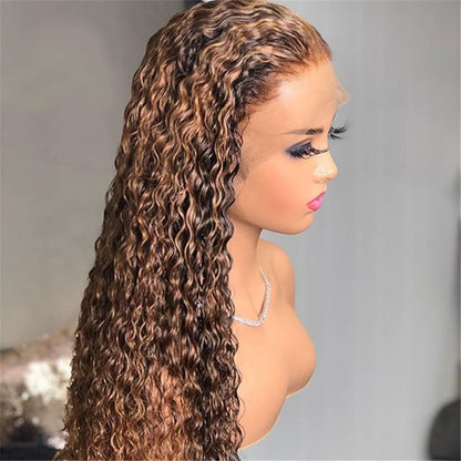 Highlighted Human Hair Lace Frontal Wig - 180% Density Natural Hairline