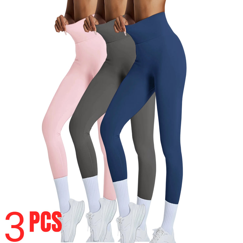 3-Pack Women's High Waisted Seamless Leggings - Butt Lifting Tummy Control Yoga Pants