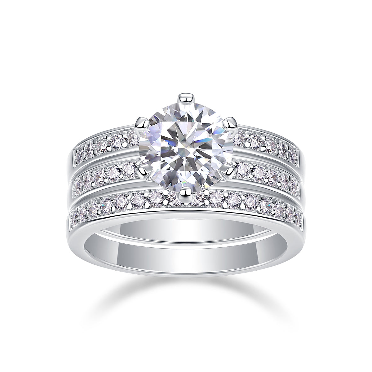 2-Carat Moissanite Sterling Silver Wedding Ring - Platinum Plated