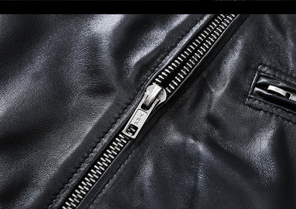 Top Layer Sheepskin Genuine Leather Men's Jacket - Fitted Casual Style