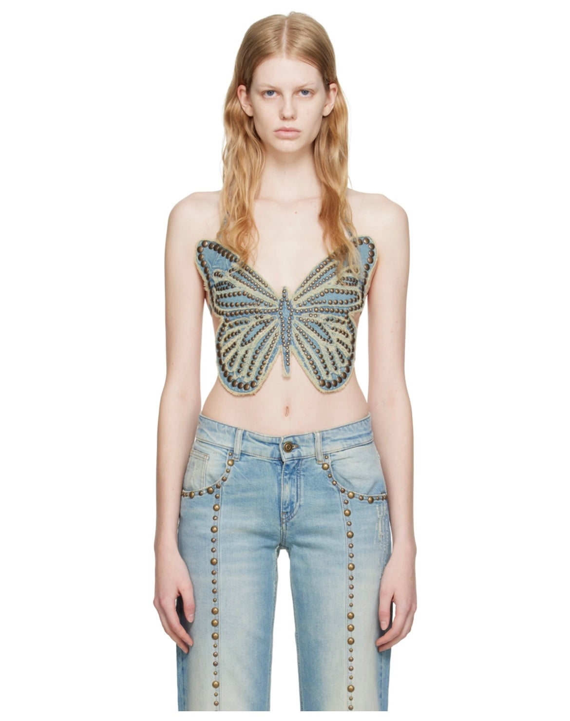 Studded Cotton Vest Suspender Top - Street Style Harness Design