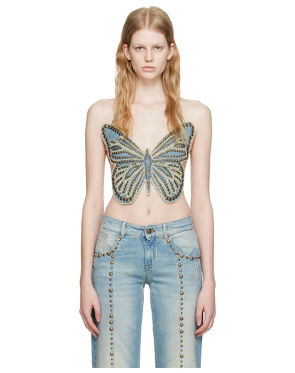 Studded Cotton Vest Suspender Top - Street Style Harness Design