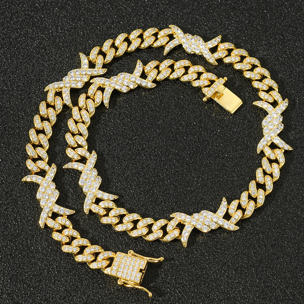 Geometric Zircon Necklace - Copper Clavicle Chain with Electroplated Finish