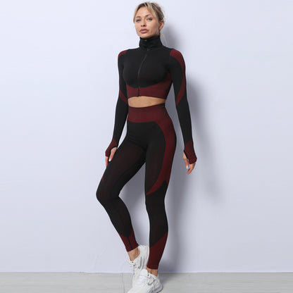 Women's 3-Piece Seamless Yoga Set - Sports Bra, Crop Top & Leggings Gym Outfit
