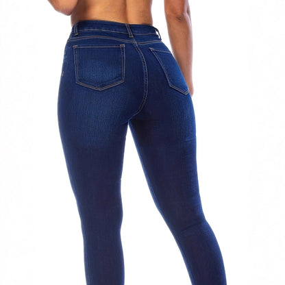 Women's High-Waisted Stretchy Multi-Button Skinny Jeans - Slim Fit Denim Pants