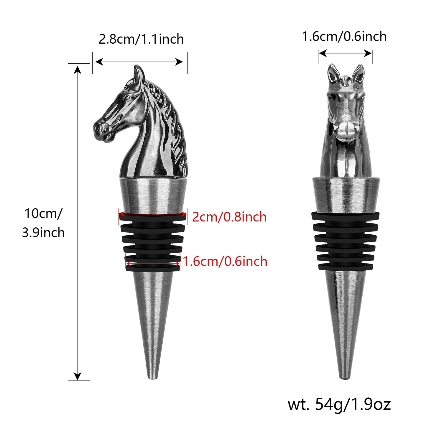 Horse Head Wine Bottle Stopper - Zinc Alloy Decorative Stopper
