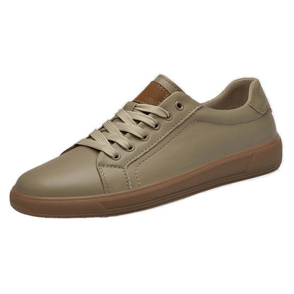 Premium Leather Lace-Up Casual Shoes - Men's Round Toe Low-Top Sneakers