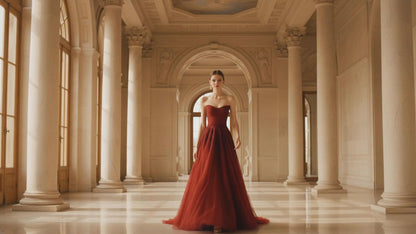 Elegant Wine Red Evening Gown - Off-Shoulder Formal Dress for Weddings & Special Occasions