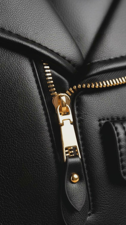 PU Leather Backpack - Vertical Square Fashion Backpack with Zipper Pocket